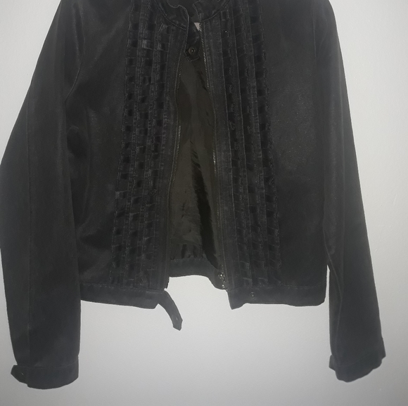 Rustic Gray Ruffled Converse Bomber Jacket - Picture 2 of 6